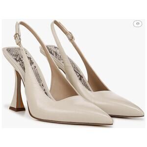 Sam Edelman Odette Heel Alpine Ivory Leather Upper Size 8 NIB Dressy Flared Heel